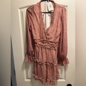 Love Riche Red Floral Long Sleeve Dress